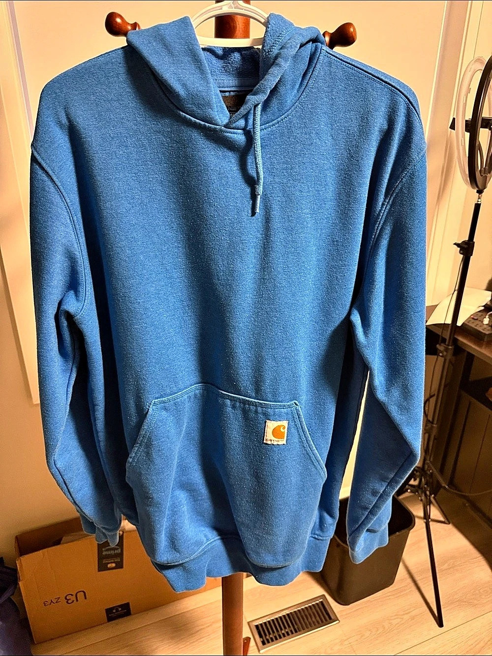 Carhartt Loose Fit Midweight Logo Sleeve Hoodie Blue Medium